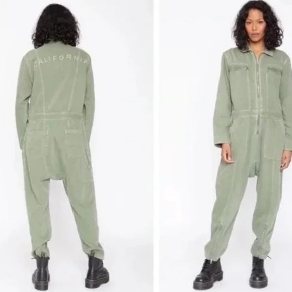 Sandrine Rose xFree People Army Zippers & Pockets Coverall Jumpsuit SzXS or SzS - Picture 9 of 16